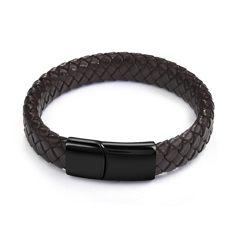 Mens Bracelet Braided Leather Bangle for Men Stainless Steel Magnetic Clasp Bracelets Punk Male Jewelry Christmas: 2 / 20.5cm