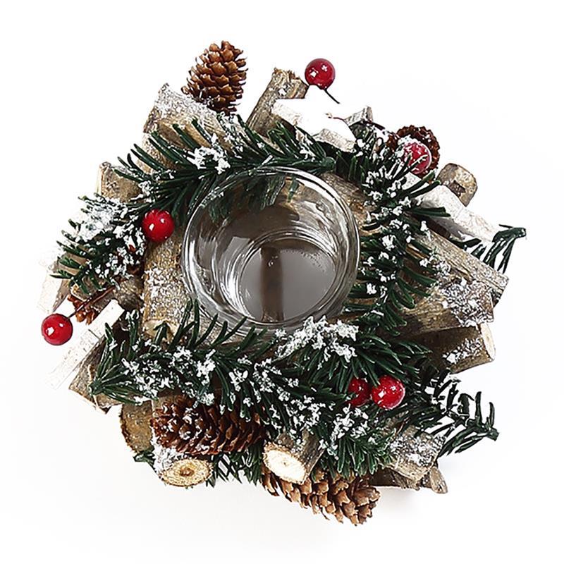 Kerst Kaars Stand Retro Krans Decor Kerst Kaars Houders Pine Cone Bessen Woodland Rustieke Xmas Middelpunt Decor: 2