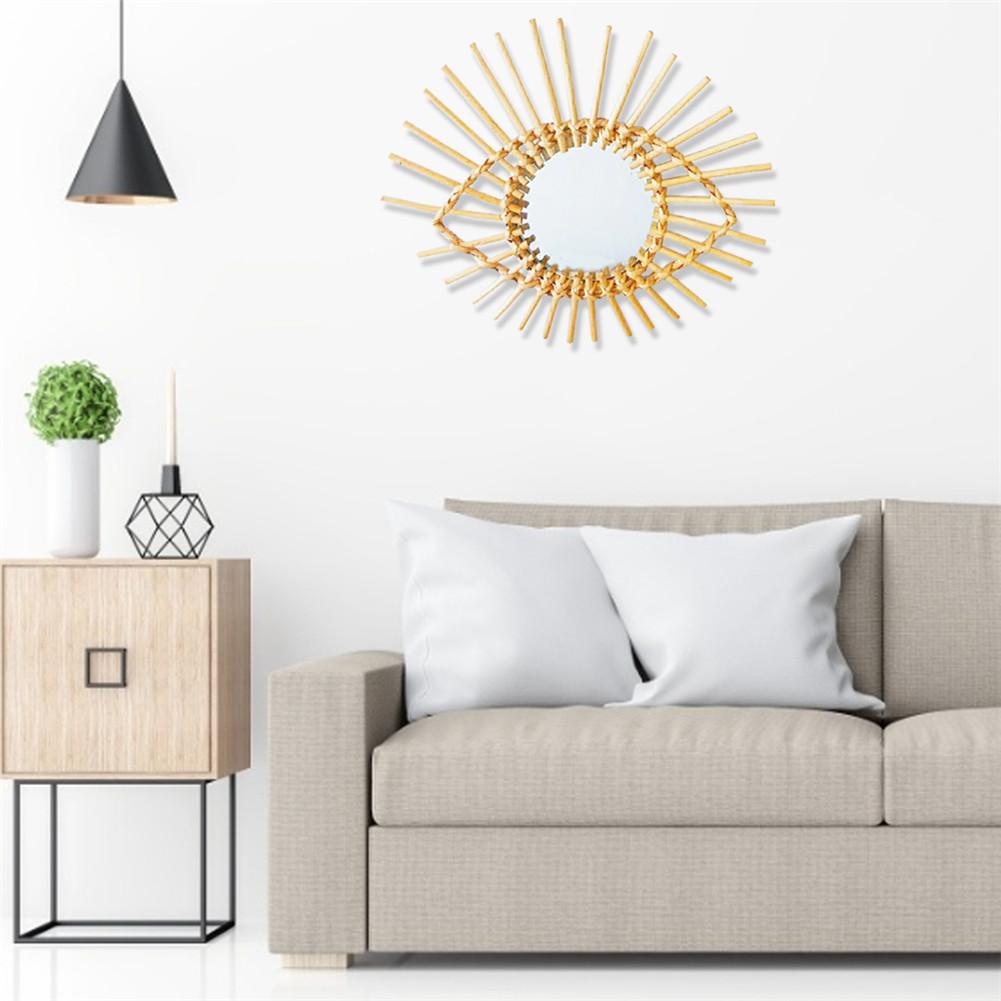 Rotan Spiegel Eye Shape Muur Opknoping Up Dressing Spiegel voor Woonkamer Keuken Badkamer Art Decoratie Home Decor