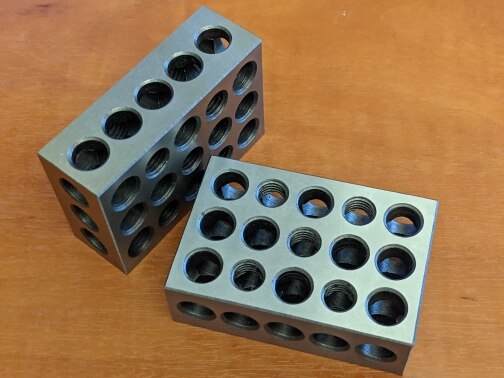 23 holes Precision 25-50-75mm Blocks, 1pair(2pcs), parallel clamping block set, steel block, 5pcs M10 threaded holes.