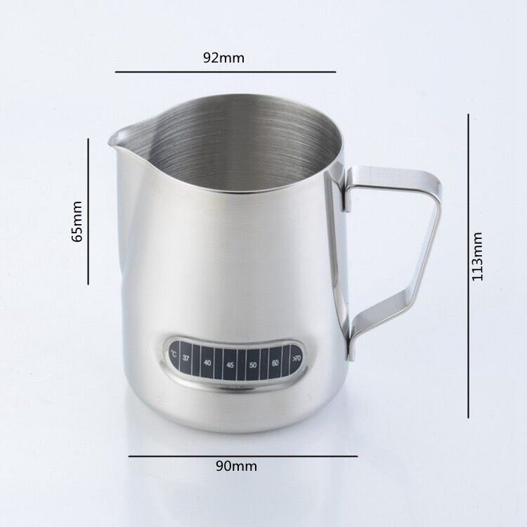 Kaffe mælkeskummende kande med indbygget termometer espresso kaffe barista craft latte 304 rustfrit stål 20oz / 600 ml