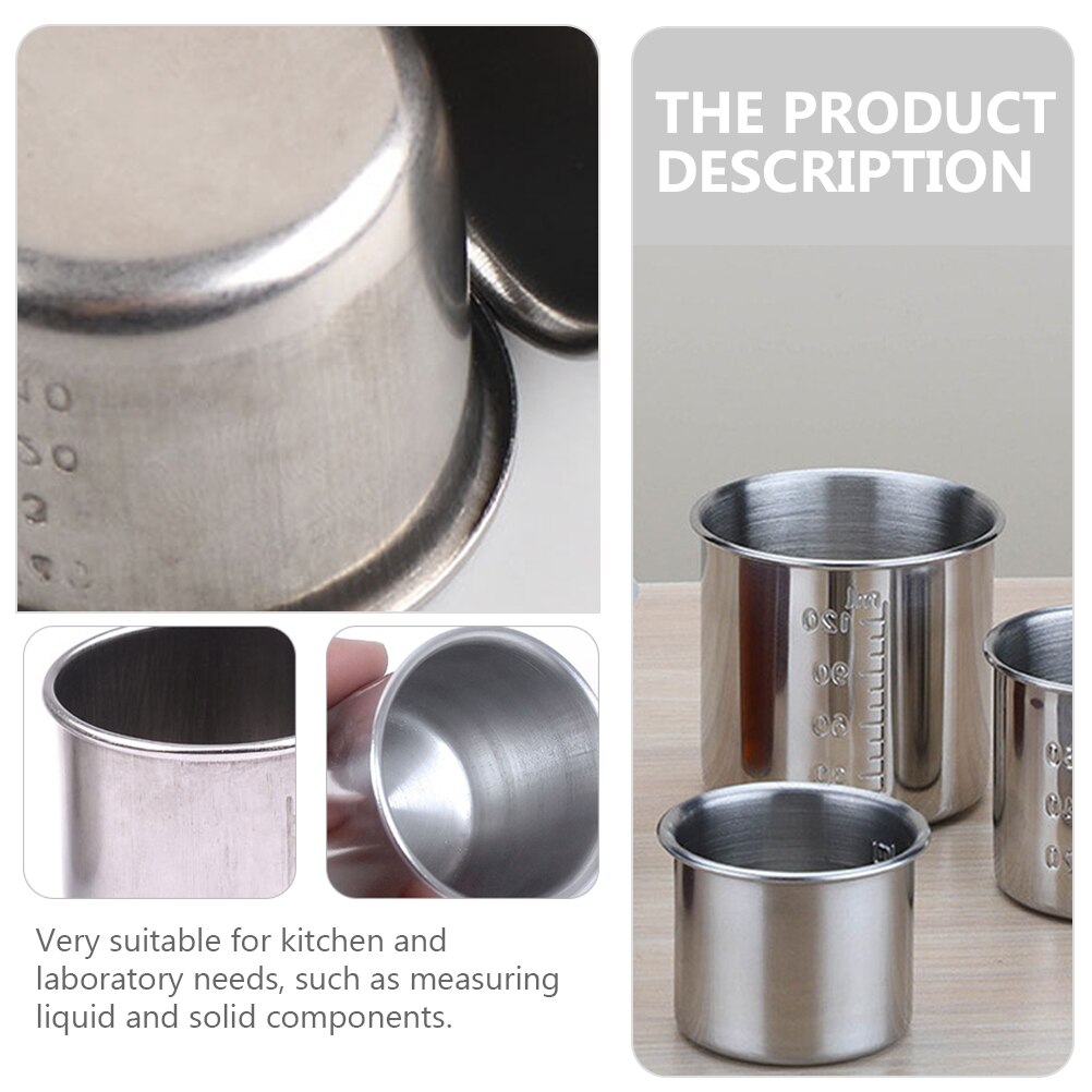 6pcs Graduated Volumetric Beaker Labs Measuring Cups Stainless Steel Scale Beaker