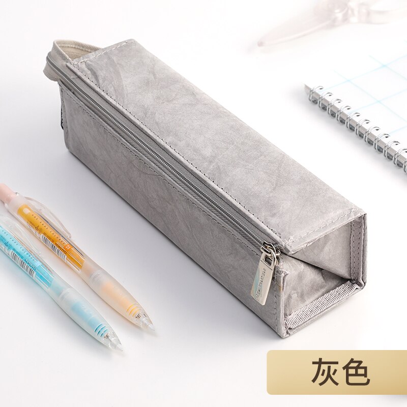 KOKUYO-Bolsa de lápices de papel DuPont Vintage, estuche de almacenamiento multifunción portátil tipo dividido, estuche de bolígrafo Simple, WSG-PCT22 de papelería: 1 pc Gray