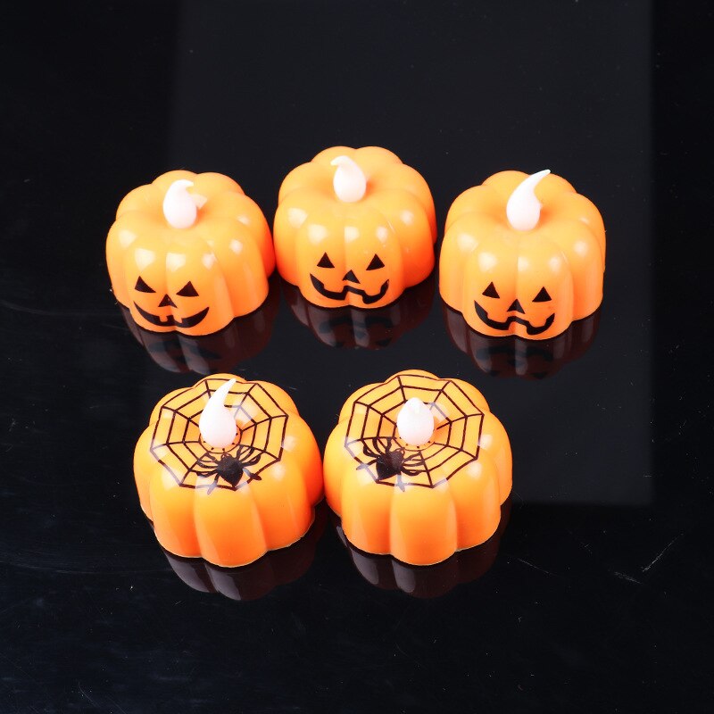 12 Pack LED Pumpkin Lights Halloween Decorations Jack-O'-Lantern Small Orange Flickering Tea Lights With Box