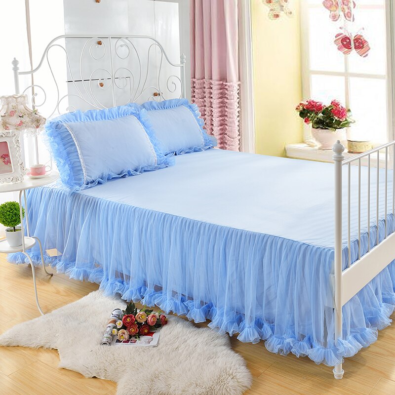 Dessus de lit en dentelle, couleur unie, couvre-lit, housse de Protection pour matelas: BK149-2 / 200x220cm bed skirt