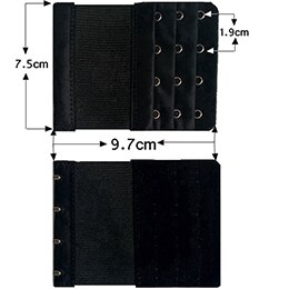3 stk bh-forlengere stroppspenneforlengelse 3 rader 4 kroker dame-bh-forlengerforlengere stropper undertøy 5 farger  n92 z44: Svart