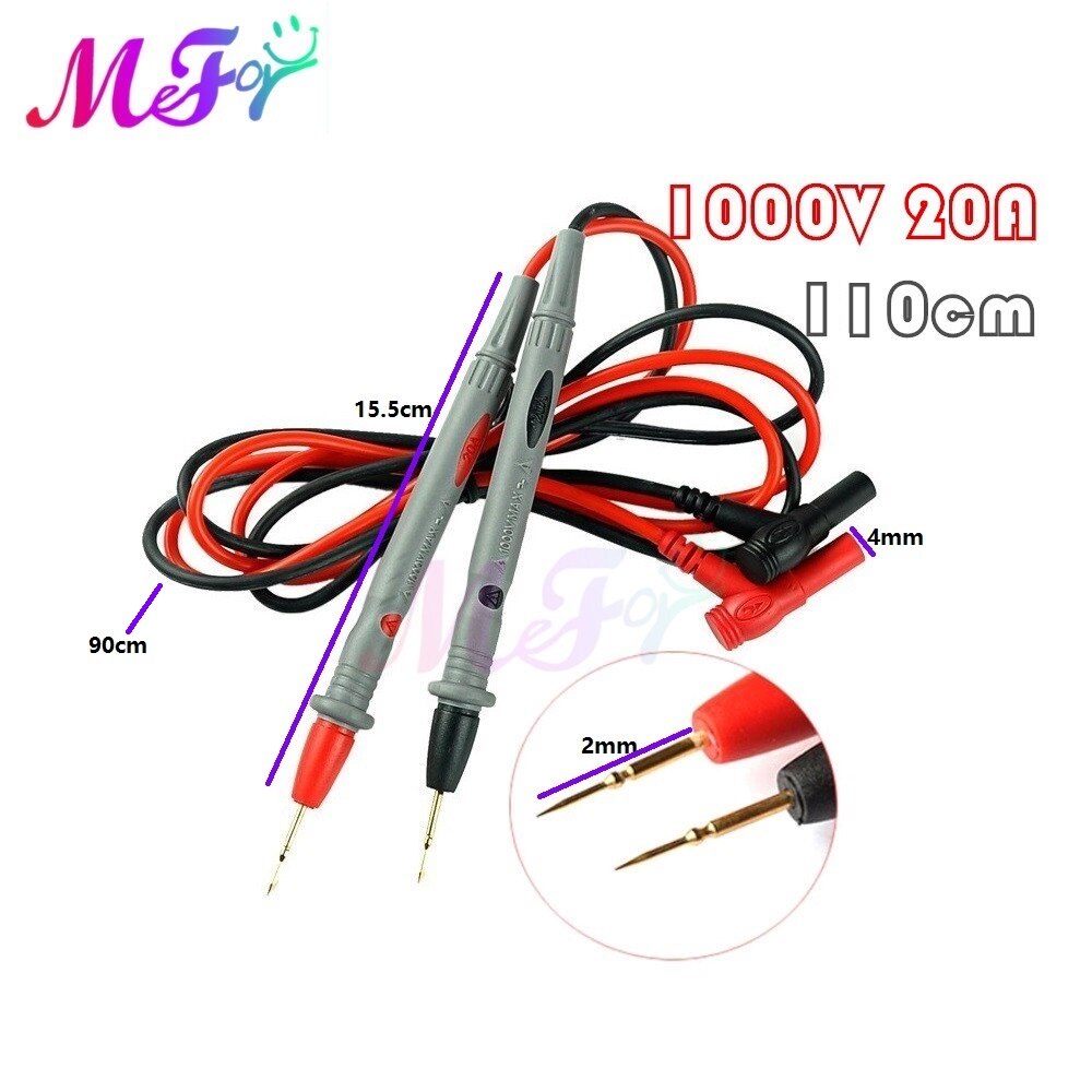 1 Pair Silicone Wire Universal Probe Test Leads Pin for Digital Multimeter Needle Tip 20A 10A 1000V Multi Tester