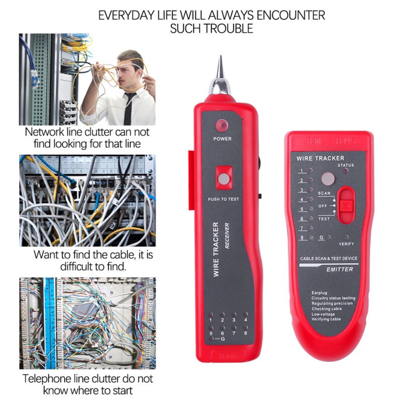 RJ11 RJ45 Cat5 Cat6 Network Tester Ethernet LAN Network Analyzer Telephone Cable Tracker Detector Cable Finder with Headphones