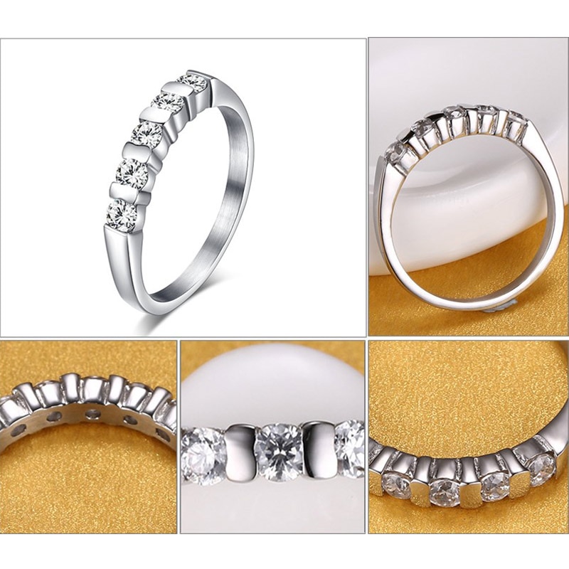 Vonx Cute Engagement Ring for Women Silver Color CZ Stone