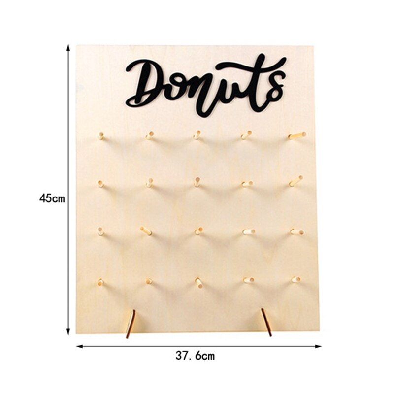 Træ donut vægstativ donut holder baby shower børne fødselsdagsfest dekoration donut fest dekoration bryllup event fest forsyninger: 8