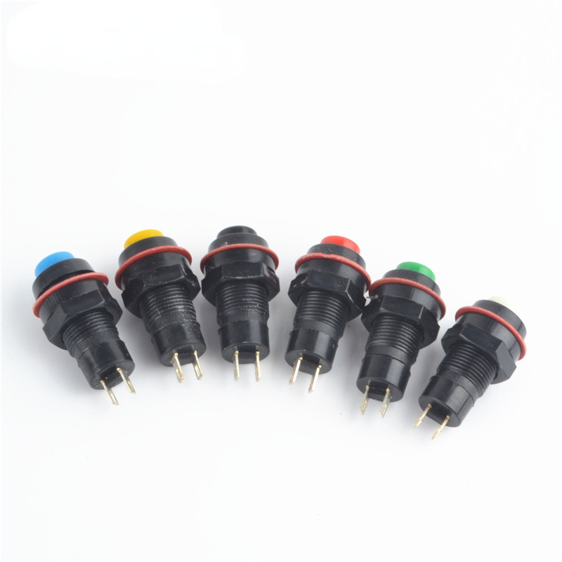 Spring return push button switch 10mm Normally Open no-fixed switch , momentary push button Latching Push Button 6pcs