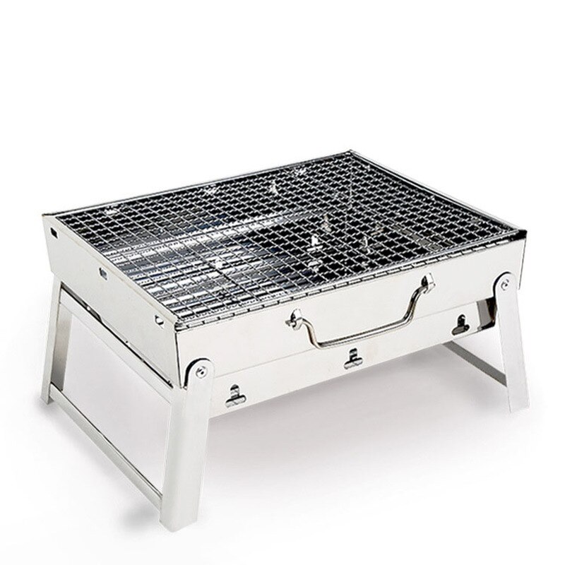 Bbq Grill 35*27*20Cm Picknick Bbq Houtskool Grills Voor Barbecue & Sliver Outdoor Roestvrij staal Wandelen Houtskool