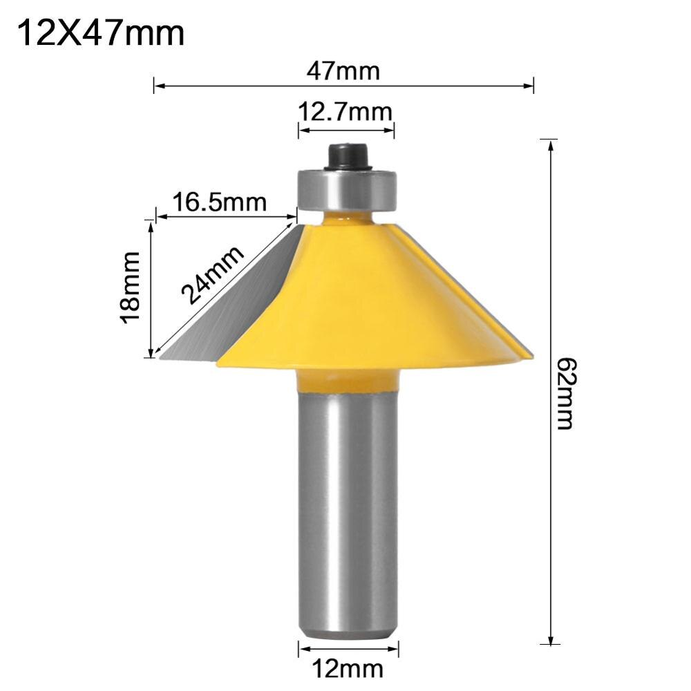 1pc 1/2 &quot; 12mm skaft 45 grader affasning &amp; skråkant fræser træ skæreværktøj træbearbejdningsfræser: 12 x 47