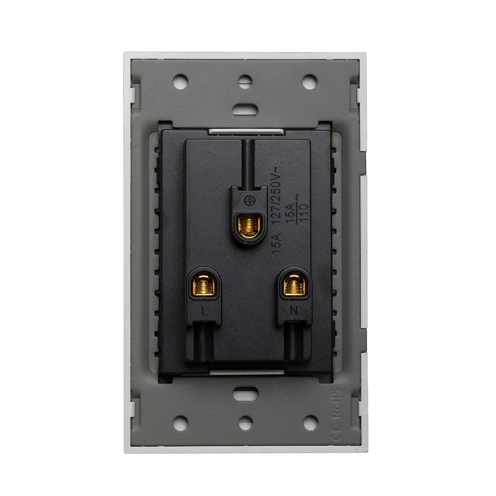 BSEED Tempered Glass Panel US Standard Vertical Duplex Receptacle Electrical Outlets Black