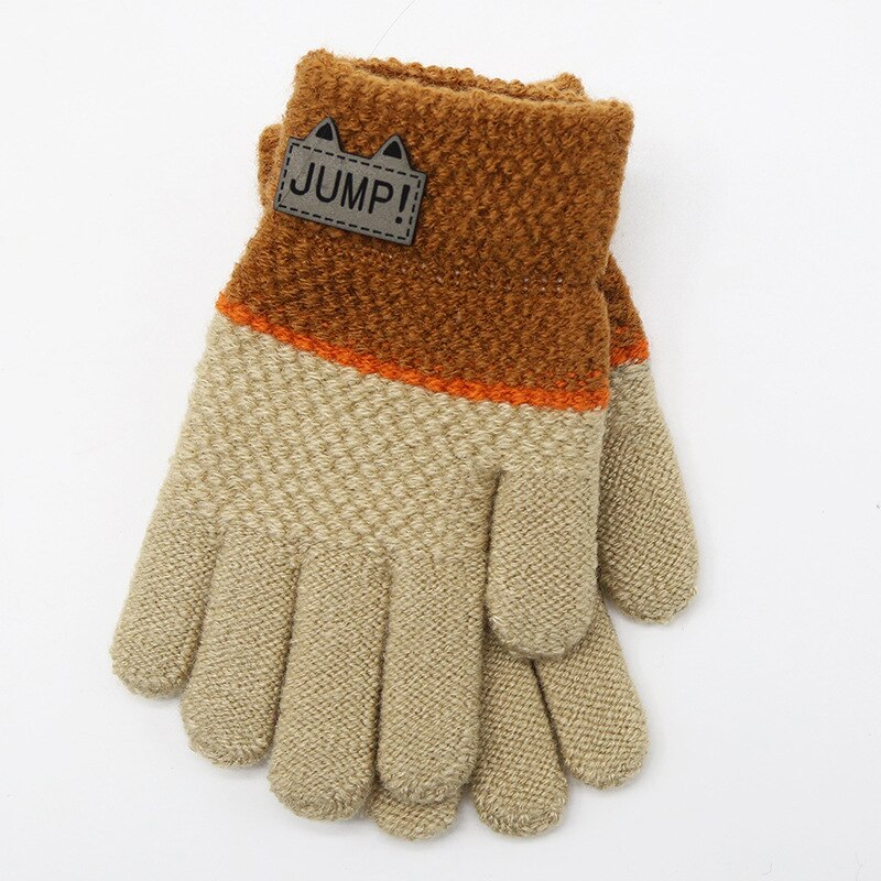 Herbst Winter Weiche Gestrickte Baby Handschuhe Warme freundlicher Handschuhe Karikaturen freundlicher Handschuhe Reine Nähte Handschuhe Zubehör 5-7 jahre: Beige