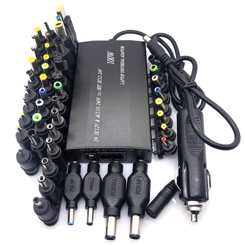 Universal 5V-24V AC Power Adapter Adjustable Car Home Charger USB5V Power Supply 100W 5A Laptop with 38Pcs DC Connector: Default Title