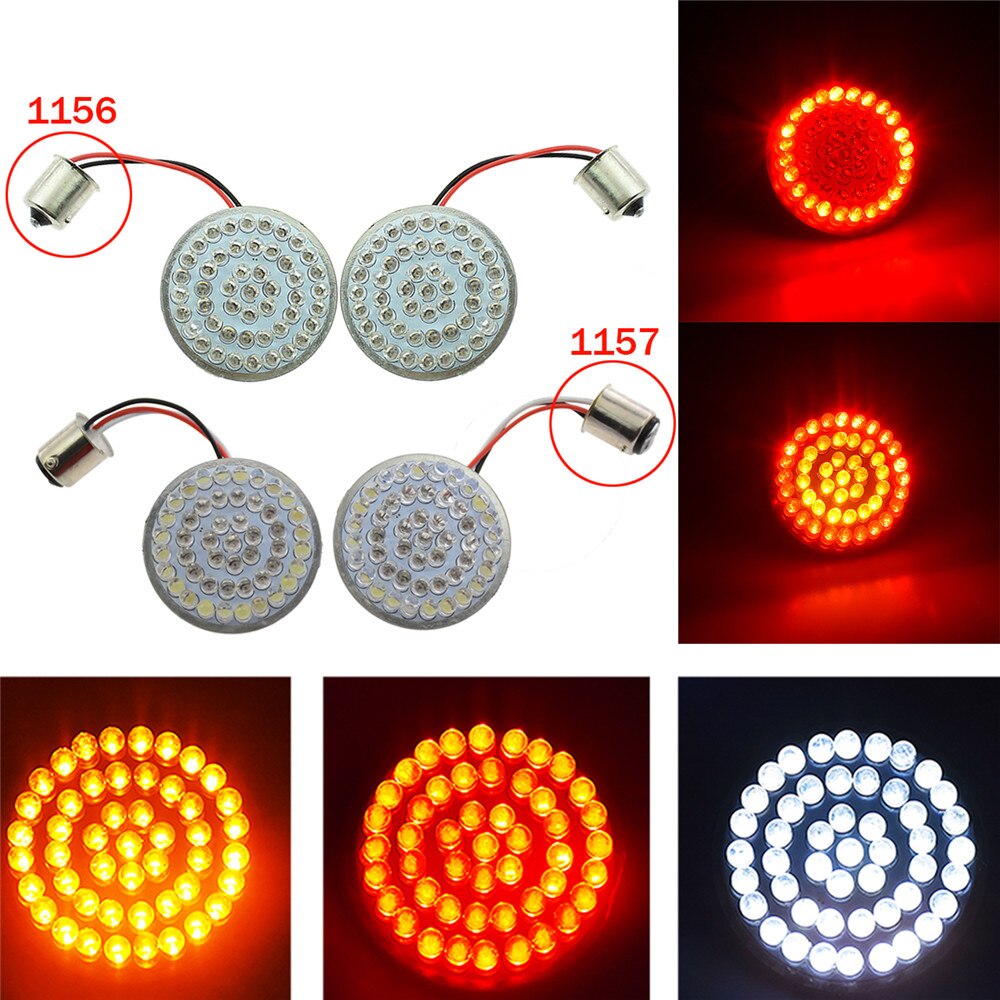 Motorcykel kula blinkers blinkljus lampa 1156 1157 vita bärnstensröda led insatser lampor 2 st för harley dyna sportster