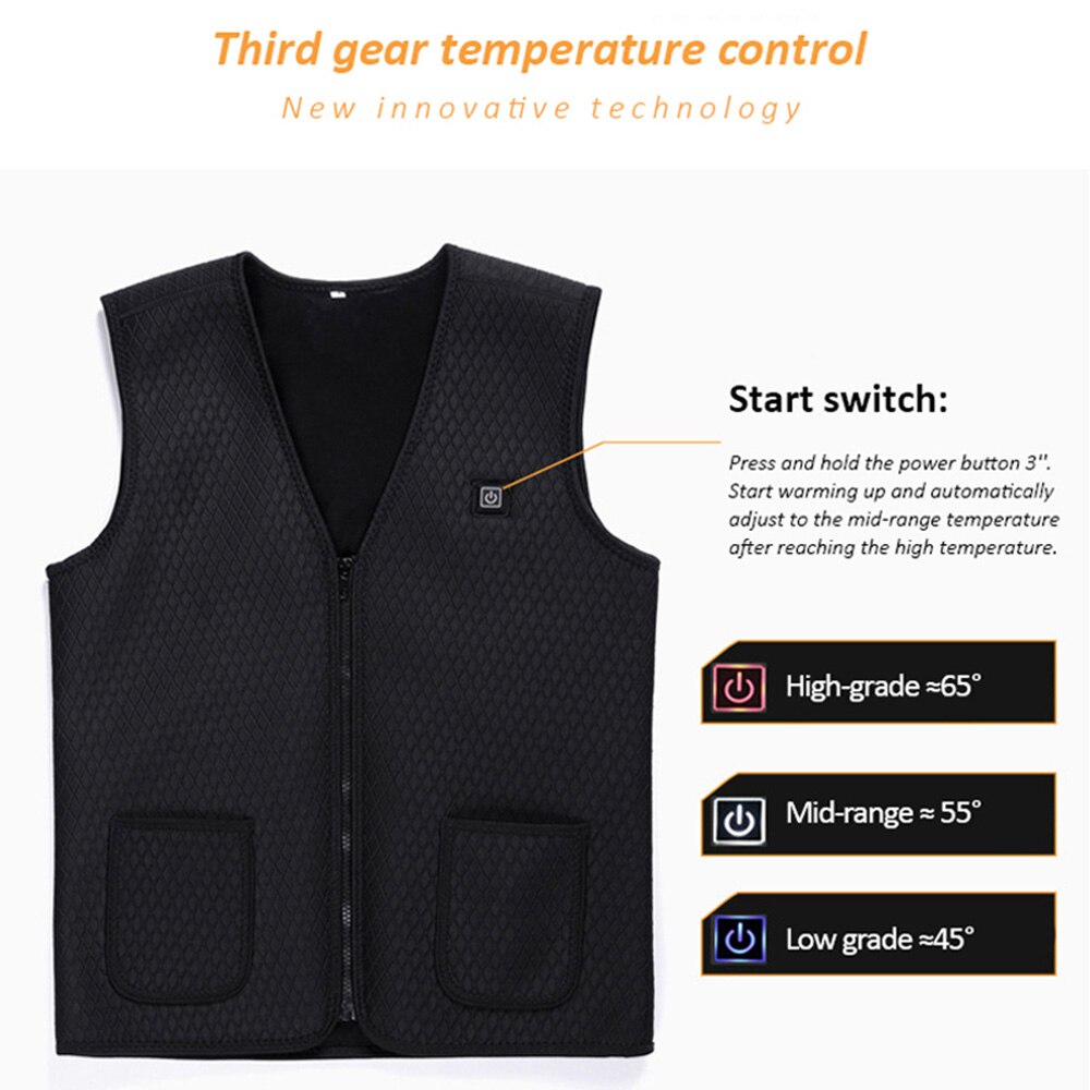 Udendørs opvarmet jakke opvarmningsvest vandretøj usb opladning intelligent elektrisk opvarmet vest opvarmningstøj nedsænket