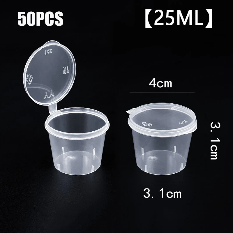 Pots de Sauce en plastique avec couvercles, 50 pièces, tasse de Sauce alimentaire, conteneurs d'emballage jetables anti-fuite, pansements à salade, condimento: Gris clair