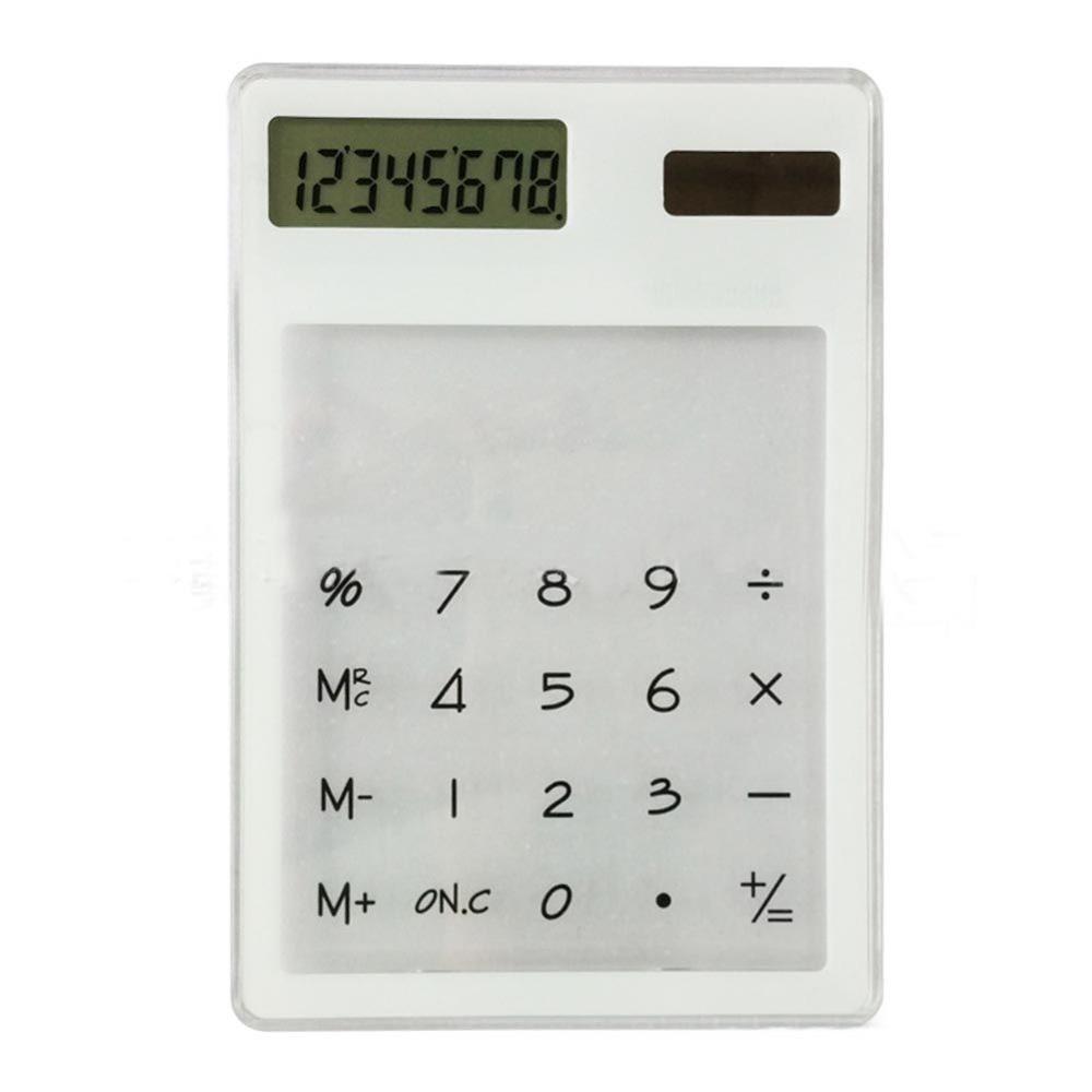 Ultra-thin Handheld Transparent Scientific Calculator Cute Pocket Calculator Solar Calculators Scientific for School Meeting: White