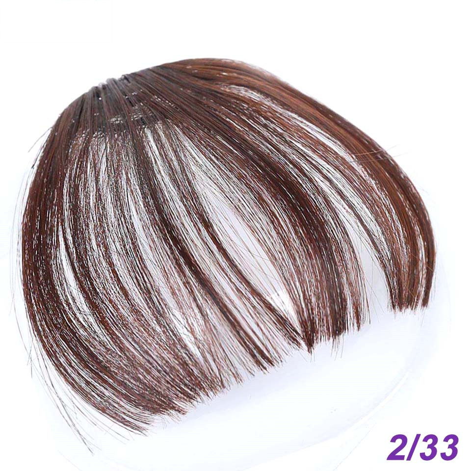 Flequillo romo sintético liso Natural LM, fibra de alta temperatura, marrón, flequillo completo con Clip para mujer con flecos de pelo de 6 pulgadas: T1B / 27