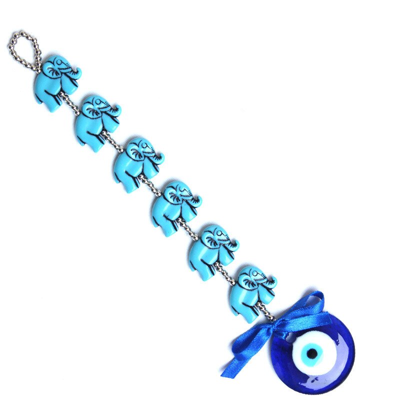Colgante de pared musulmán con ojos azules turcos, adornos de equipo de 6 elefantes, Ojos de Diablo, decoraciones para el coche y el jardín del hogar: Default Title