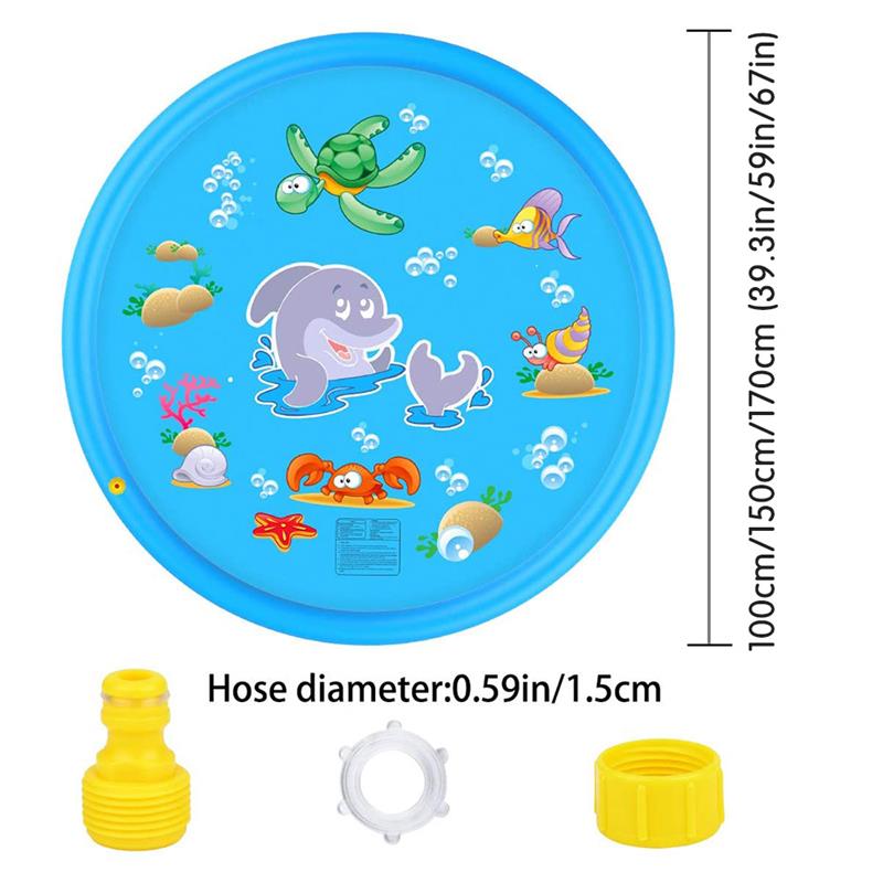 Cojín de Agua pulverizada inflable para piscina para niños y mascotas, colchoneta de agua para juegos de césped, juguetes rociadores para jugar al aire libre, 170cm