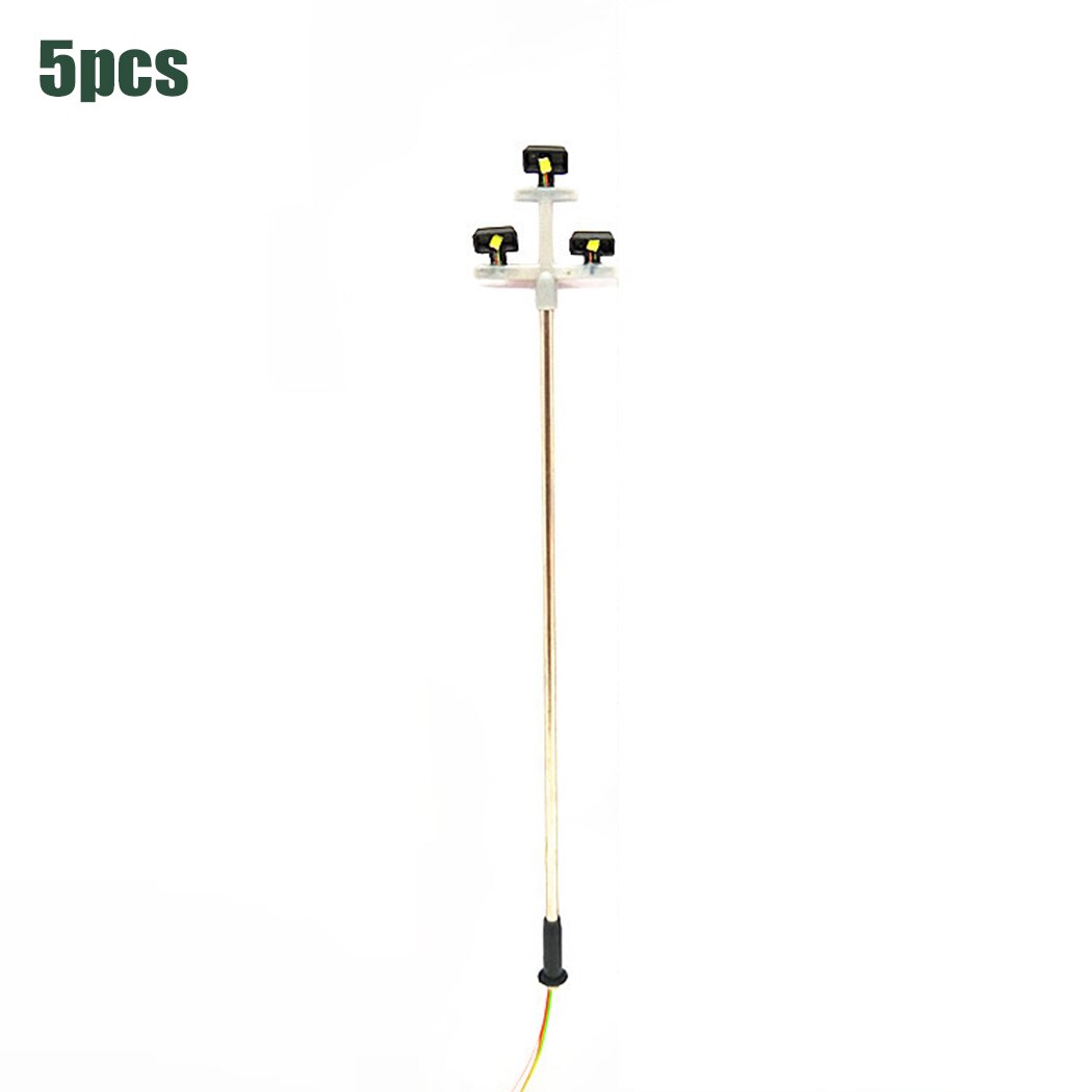 5Pcs Railway LED Floodlights Lamp Post For Yards And Depots OO HO Model Railroads 5 Double Head/Triple Head*Model Street Lights