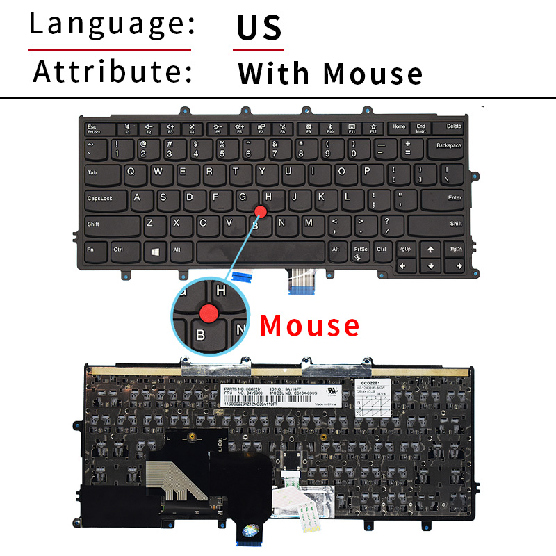 Clavier d'ordinateur portable russe américain pour Lenovo IBM ThinkPad X230S X240 X240S X250 X250S X260 X270 04X0213 04X0177 04Y0914 avec rétro-éclairage: WHITE