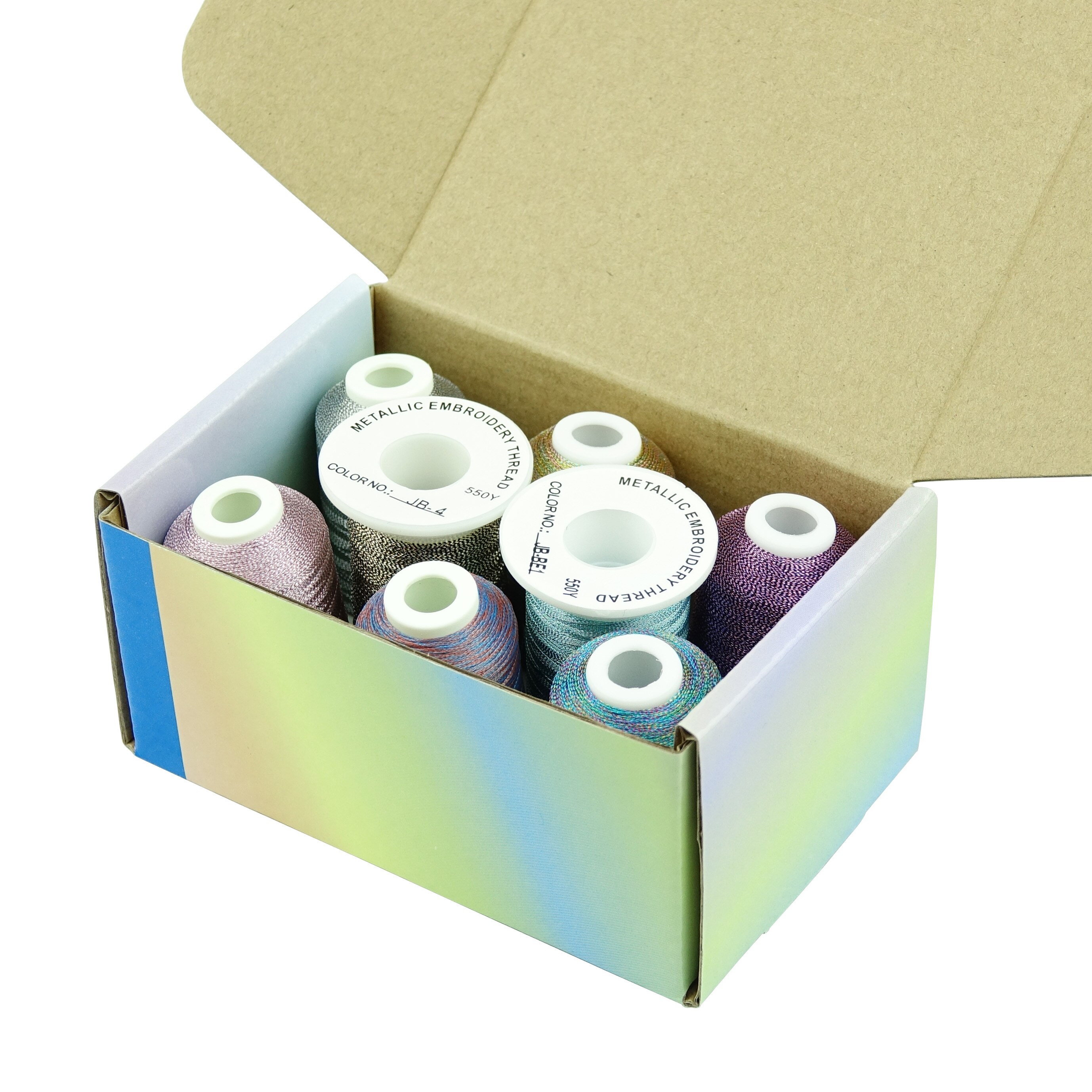 SIMTHREAD 8 Bohemia Colors/kit Metallic Embroidery Thread 550 Yards/Cone for Home Machine