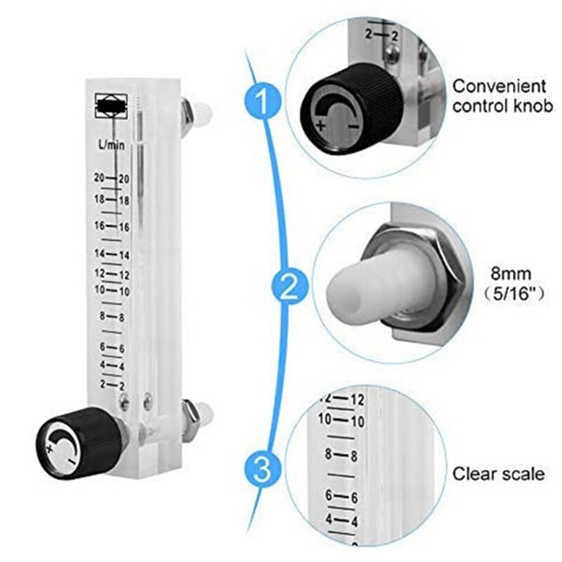 Flowmeter, LZQ-7 Flowmeter 2-20LPM Flowmeter Met Regelklep Voor Zuurstof Lucht Gas