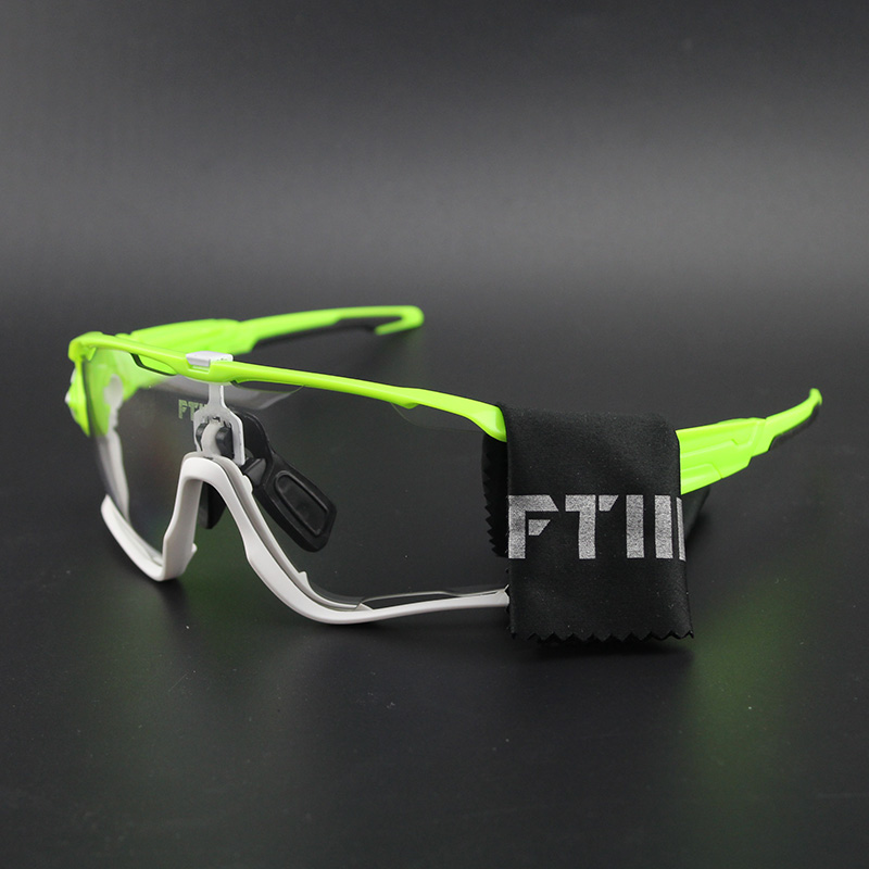 Photochromic Polarized Glasses Cycling Eyewear Bicycle Glass MTB Bike Bicycle Riding Fishing Cycling Sunglasses gafas ciclismo: Green white / Photochromic-6lens