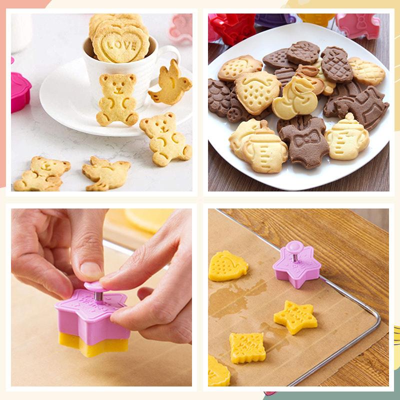 4 Stks/set Cookie Stempel Cutters Biscuit Mallen Vormen 3D Cookie Plunger Cutter Diy Bakvorm Gereedschap Gingerbread Cookie Cutters