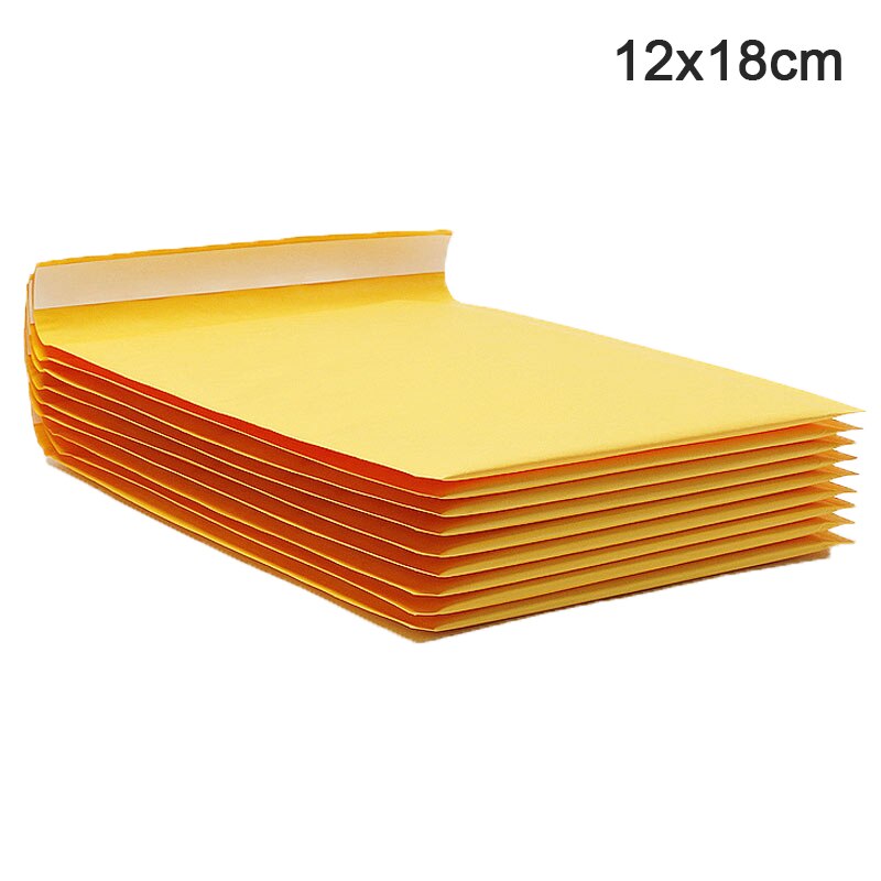 1 pièce ng collant jaune papier Kraft enveloppes à bulles sacs sac de Protection: 12x18cm