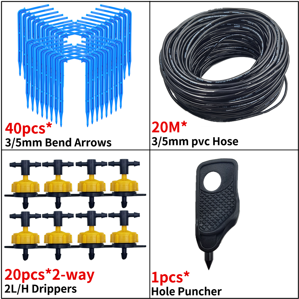 OASIS Greenhouse Drip Irrigation 4-way 3/5mm Drip Arrow 2-way Transmitter Irrigation Watering System for Bonsai Garden 10/20set: Navy Blue