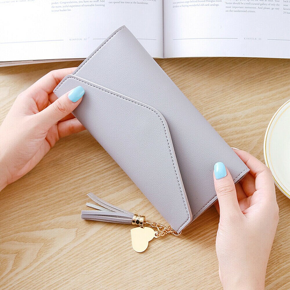 Damen-geldbörse, leder-Kupplung, kartenhalter, lange handtasche: Lila