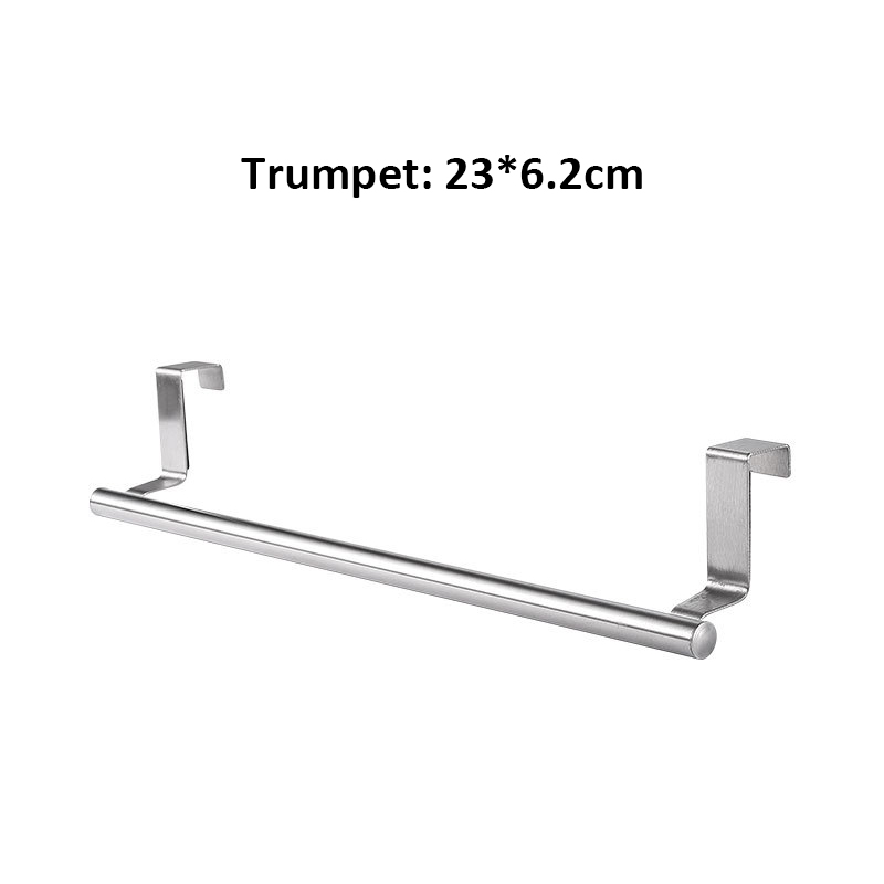 Over Door Stainless Steel Single-bar Towel Rack Bathroom Kitchen Non-perforated Towel Rail Rag Rack Shelf Hanger Hanger: Primary Color S