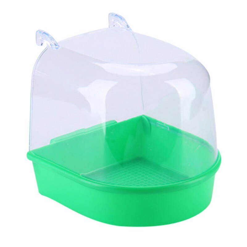 Caja de baño de plástico para aves, bañera de agua para aves, cuenco para mascotas, loros, periquitos, jaula colgante para aves, 1 unidad: Verde