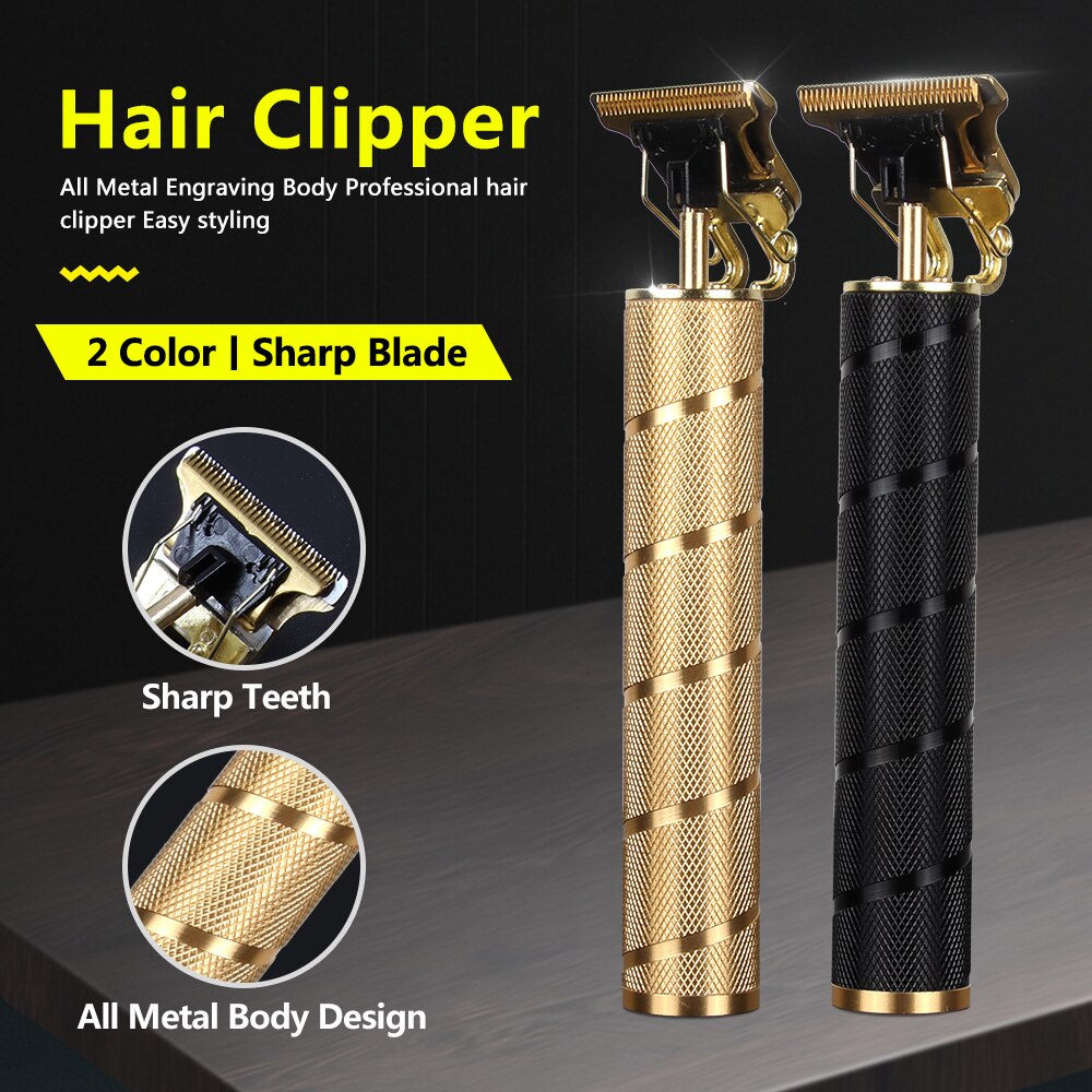 2022 USB Rechargeable T-shaped Bald Hair Trimmer Electric Clipper Cordless Shaver Beard for Men Barber Cutting Machine T9LCD