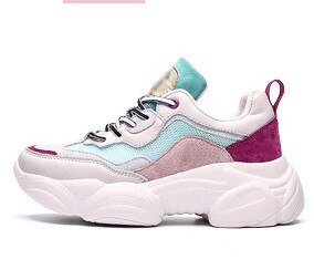 Jianbudan/Brand Chunky Sneakers Vrouwen Casual Zomer Sneakers Ademend Mesh Wandelschoenen Meisje Mode Platform Schoenen: Blue pink / 35