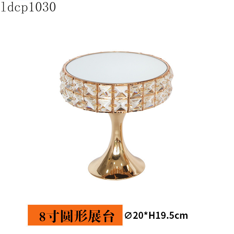 High-end Metal Mirror Cake Stand Wedding Dessert Table Crystal Cake Table Decoration Glass Fruit Plate Pastry Display Plate