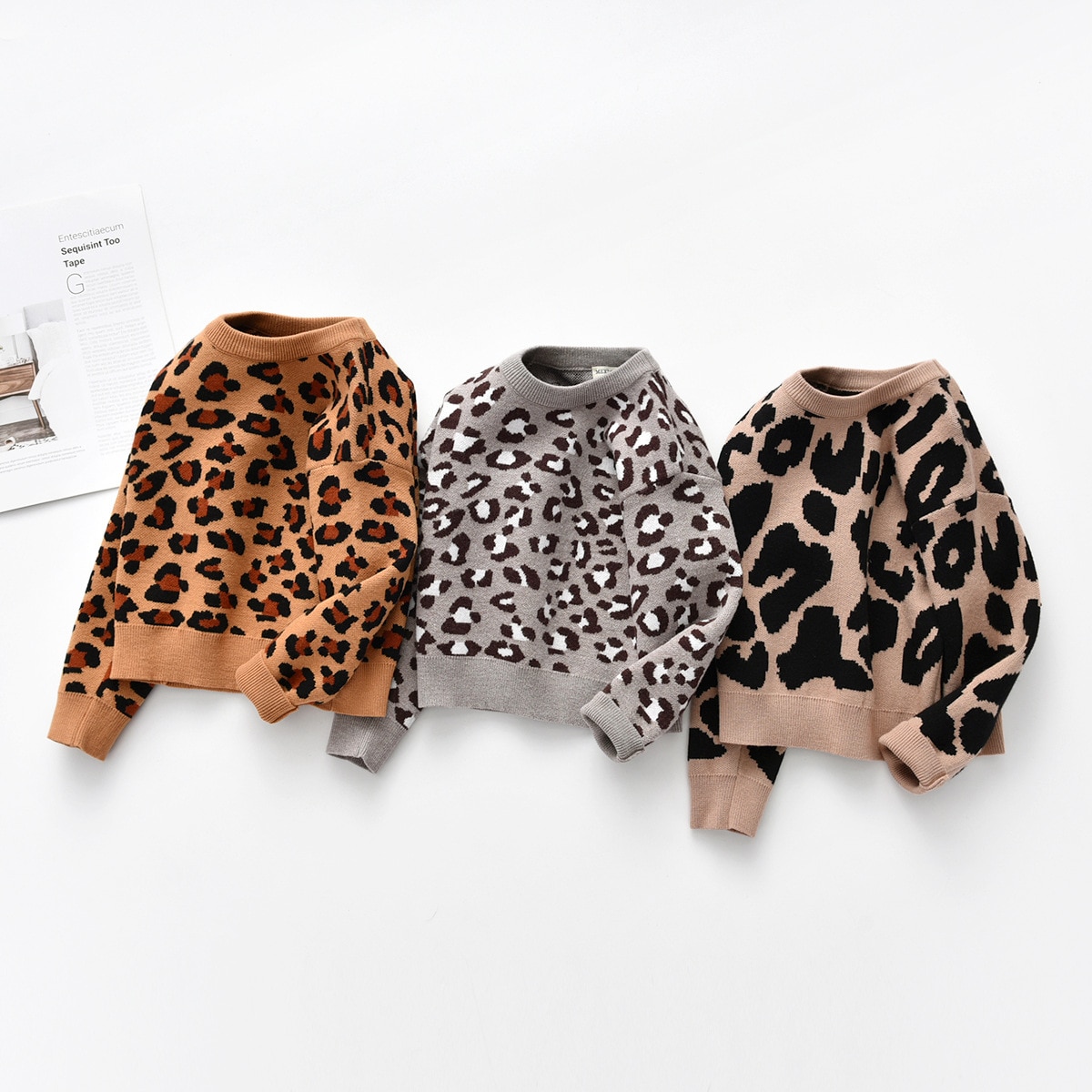 Winter Warm Kids Baby Lange Mouw Trui Mode Luipaard Tops Fleece Trui Ronde Hals Knitwear Voor Peuter Jongen meisje
