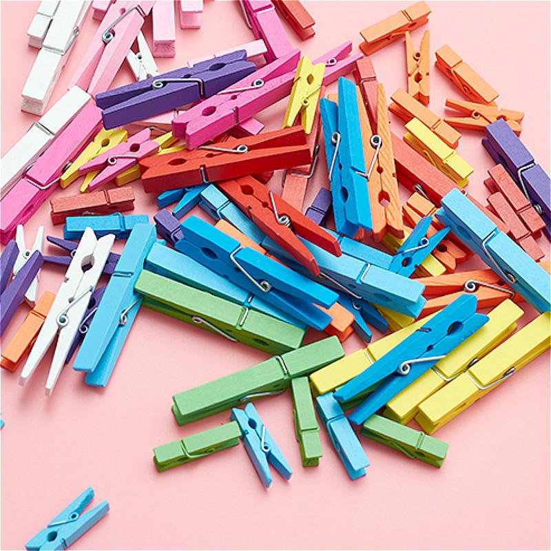 Clips de madera hechos en China, pinzas para fotos, pinza de ropa artesanal, decoración para la escuela y la Oficina, 25mm, 10 Uds.
