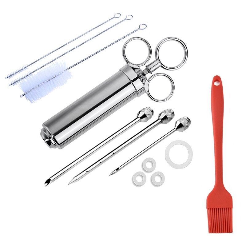 Bbq Olie Fles Borstel-Injector Spuit, marinade Flavour Injector Vlees Kruiden Injectoren Bbq Kit Keuken Gereedschap Met 3 Naalden: 7
