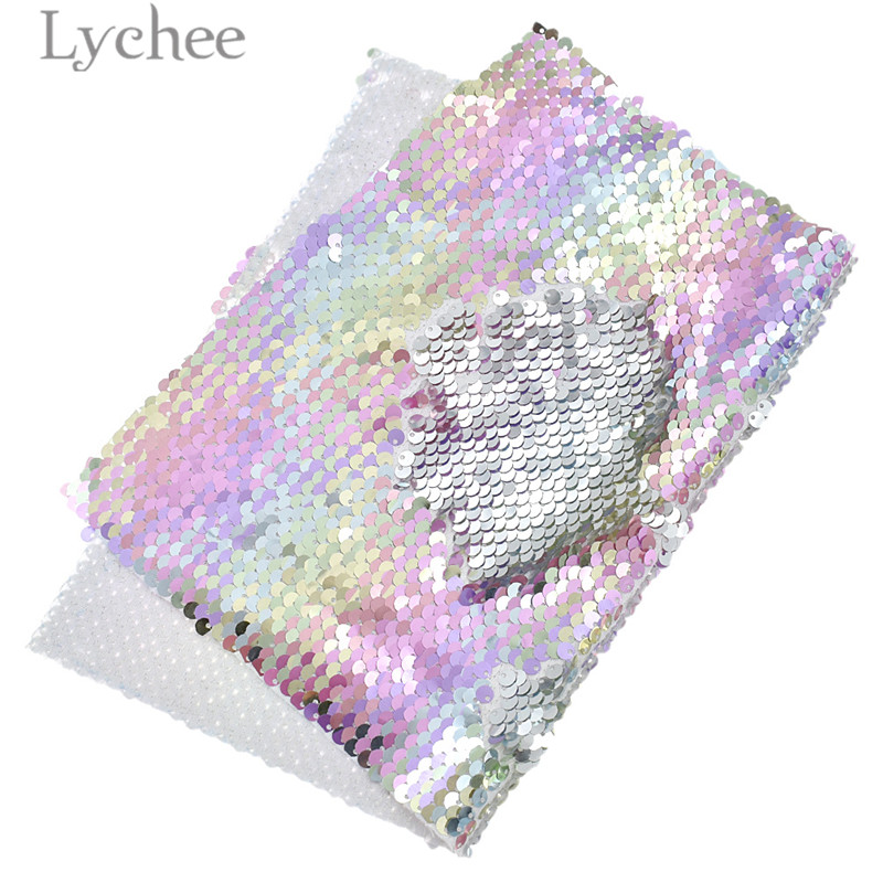 Lychee Leven 29Cm X 21Cm A4 Regenboog Omkeerbare Sequin Stof Glanzende Stof Diy Naaien Leveringen: 2