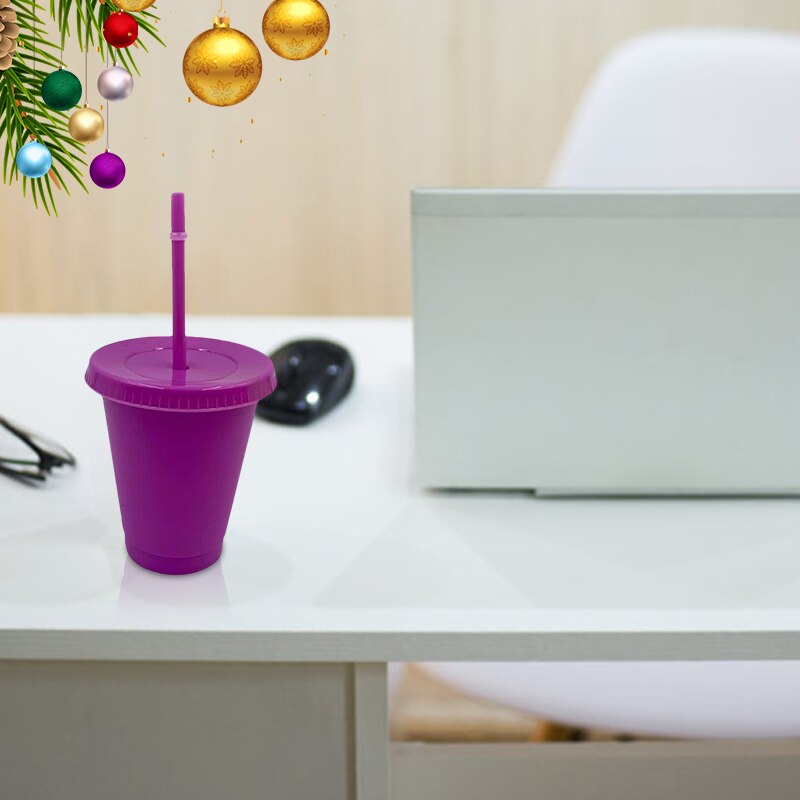 Reusable Ice Cold Drink Coffee Juice Tea Cup Reusable Smoothie Plastic Iced Tumbler Travel Mug With Straw Christmas Bottle