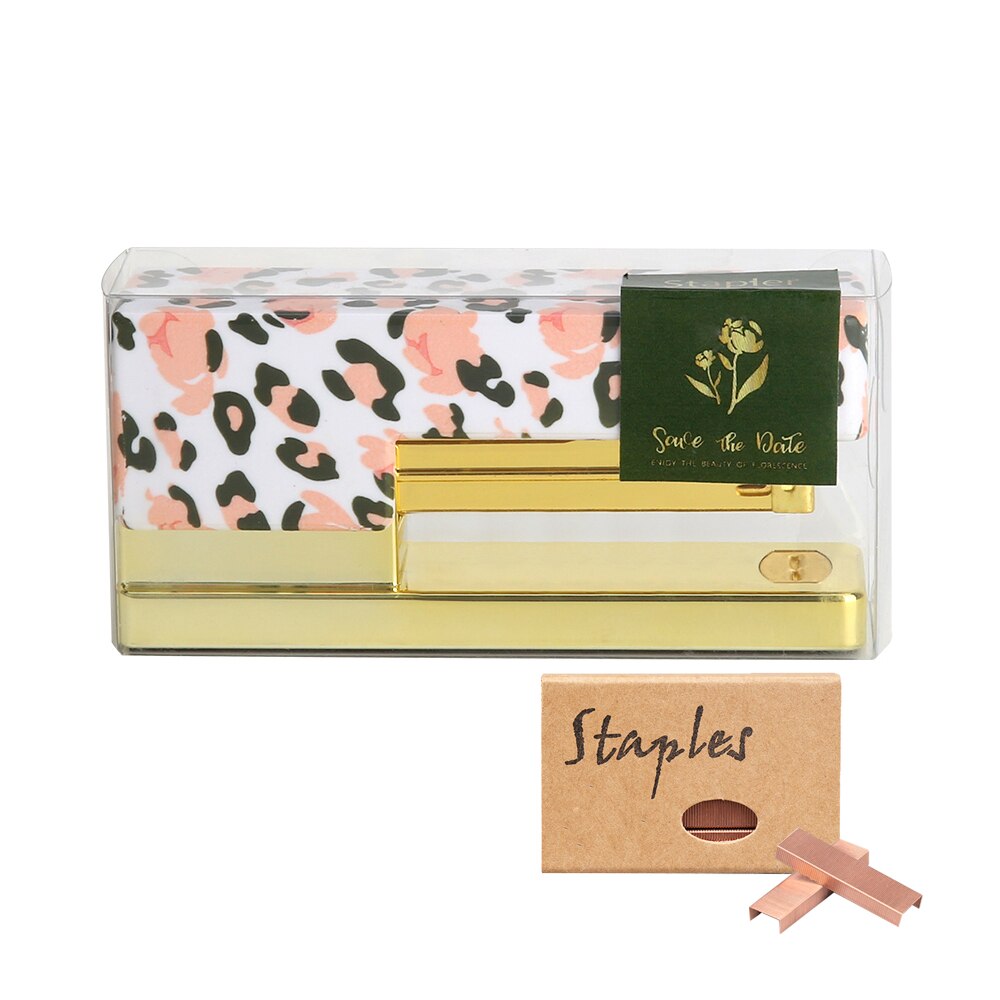 Leopard print Stapler Heavy Duty Desktop Staplers for Home Office Bookbinding Supplies with Non-slip Base Spring Powered Stapler