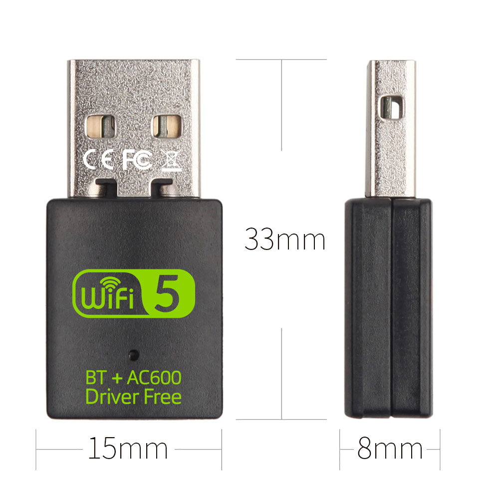 Hannord 600Mbps USB WiFi Bluetooth Adapter Dongle Dual Band USB Wifi Adapter USB Bluetooth Drahtlose Netzwerk Karte Für PC Laptop: WHITE
