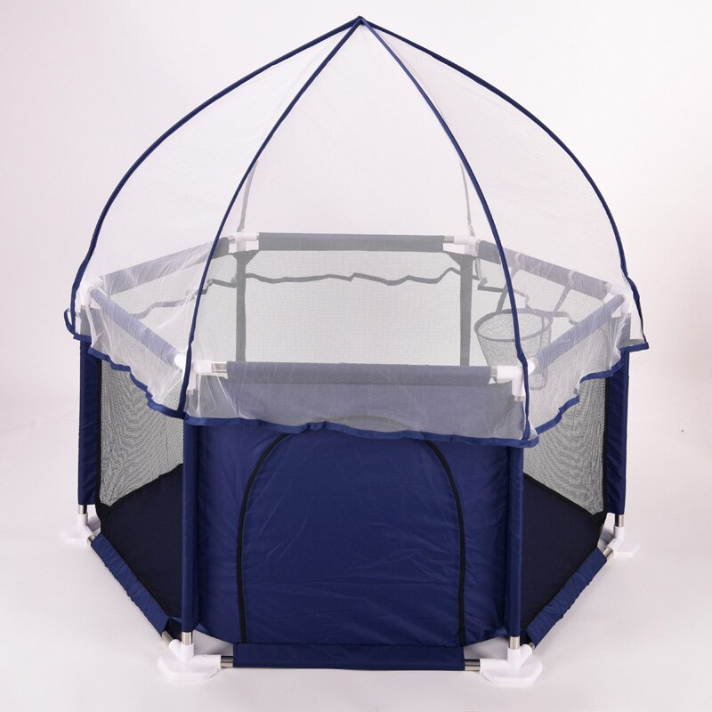 Box Voor Kinderen Kinderbox Zwembad Ballen Baby Box Met Tent Baby Spelen Yard Baby Hek Met Klamboe Baby Kasteel park: blue basket tent