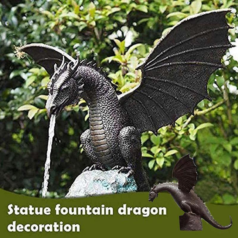 Garden Water Fountain Spray Dragon Water-Breathing Pattern Resin Fountain Statue For Garden Outdoor Decor